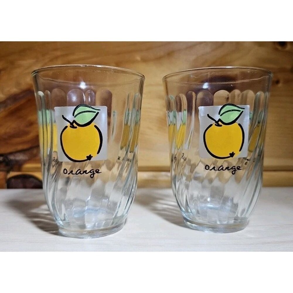 FIRNA Indonesia "Orange" Juice Drinking Glasses 8 fl oz Set of 2